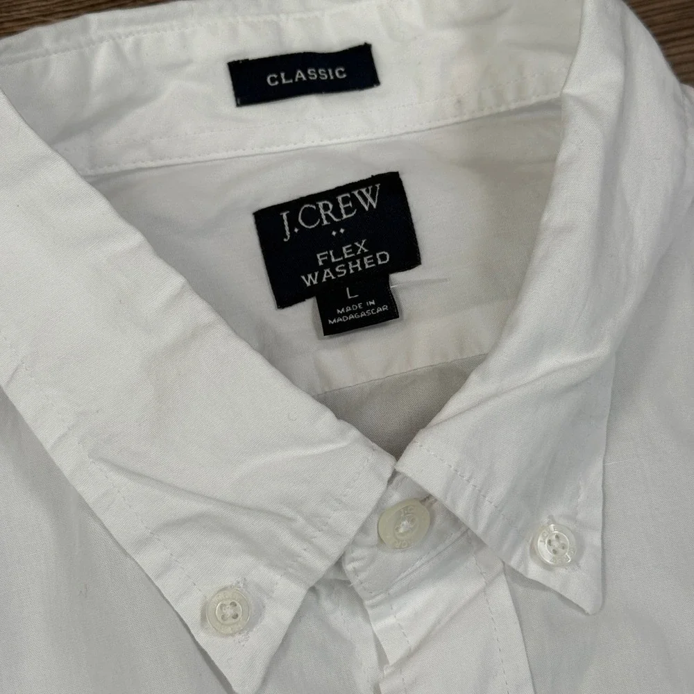 J.Crew Mens Size Large Button Down Shirt White Flex Washed Classic Fit